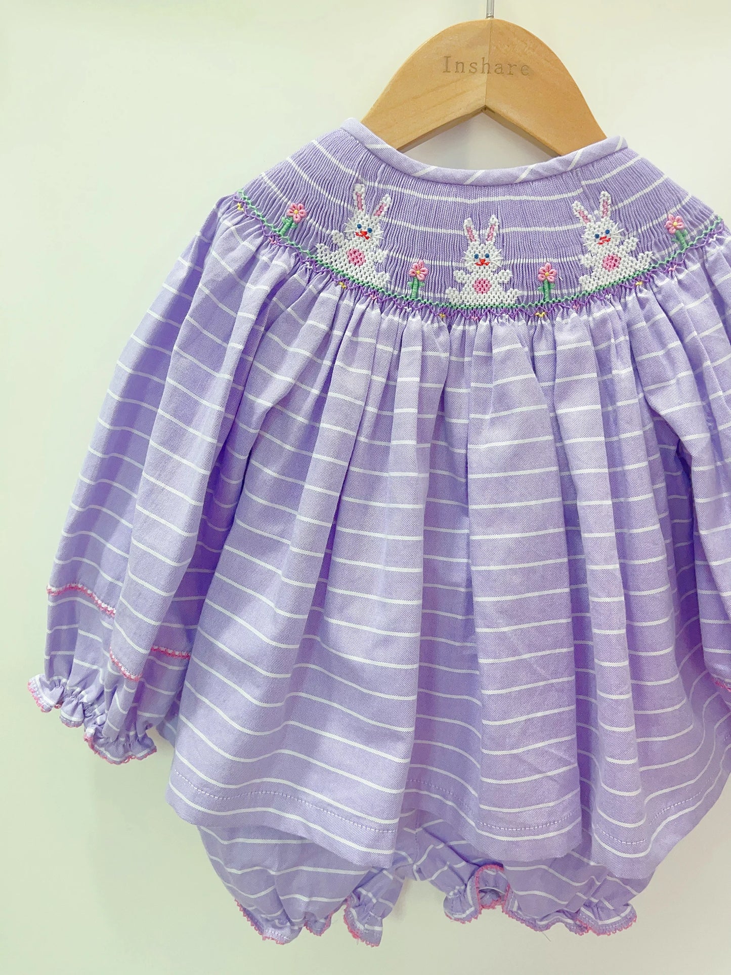 Conjunto de blusa manga larga y bombacho corto para niñas, bordado a mano estilo vintage, algodón puro tipo Oxford