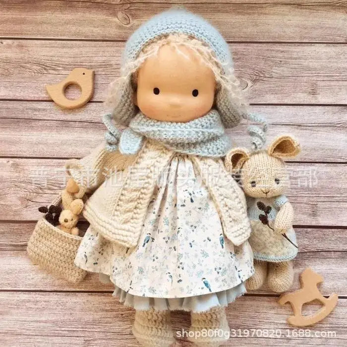 Muñeca Waldorf hecha a mano muñeca suave y rellena   regalo Kawaii de Navidad para niños