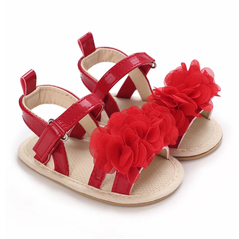 ROJOS!!!! Sandalias de verano para bebé niña, zapatos de bebé de rojo para fiestas, suelas de goma suave, zapatos cómodos e informales de los Primeros pasos para bebé