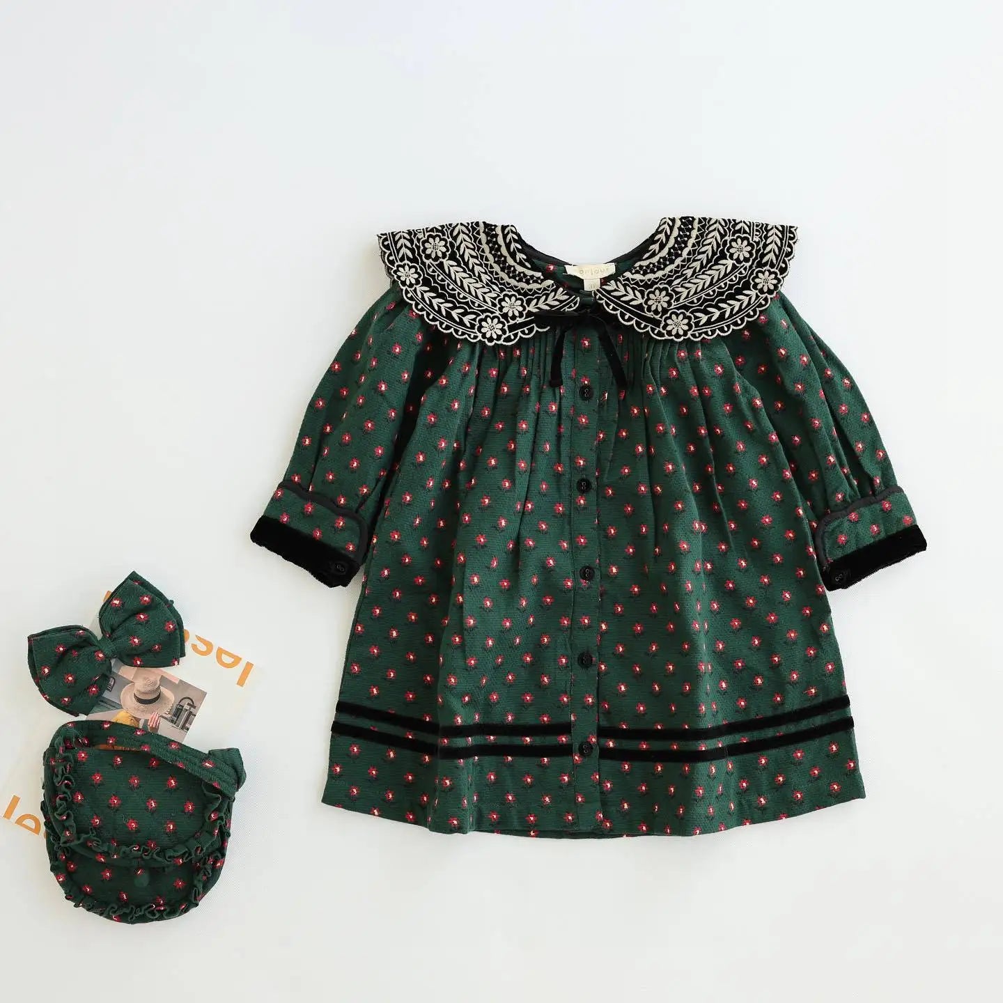 Hermosos vestidos y sweater vintage para niña invierno bordados cuellos amplios mangas abullonadas