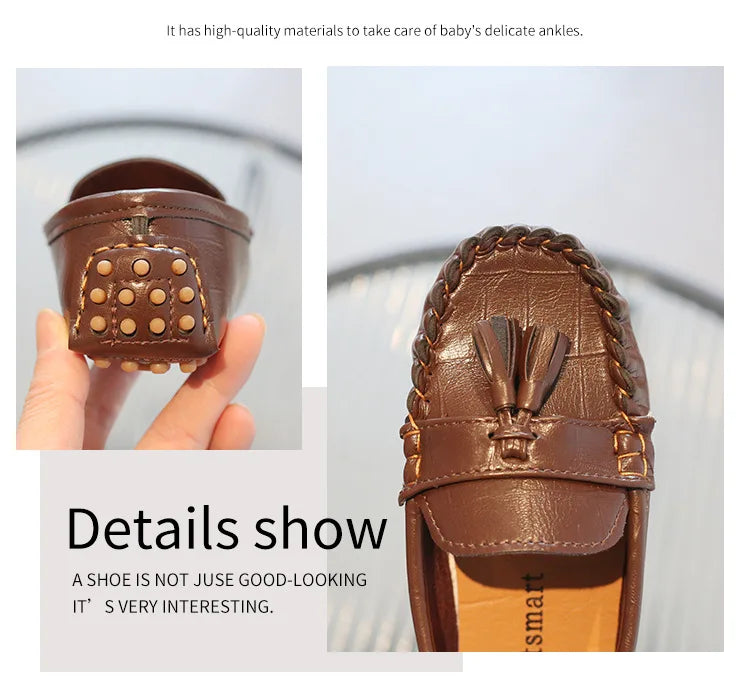Kids Shoes Boys Girls Slip on Casual Shoes Children Shallow Soft Sole Leather Shoe Toddler Light Flat Loafers Zapatos Niño 여아구두