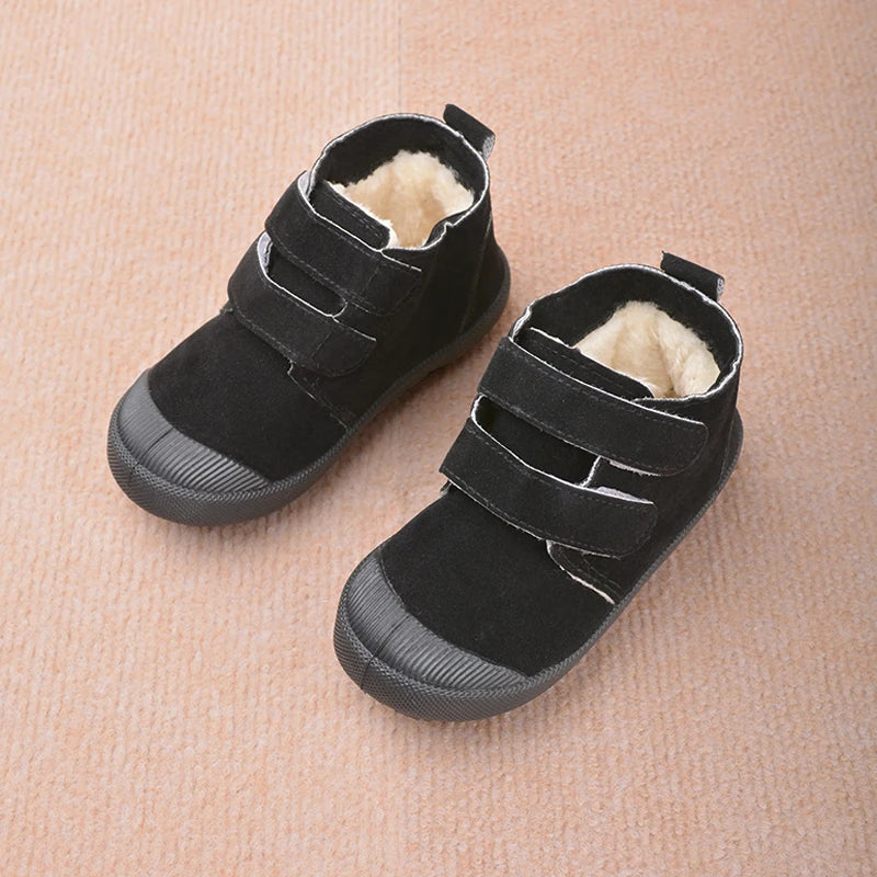 Zapatos para niños para exteriores, cálidos, cortos, botines de gamuza afelpada para invierno