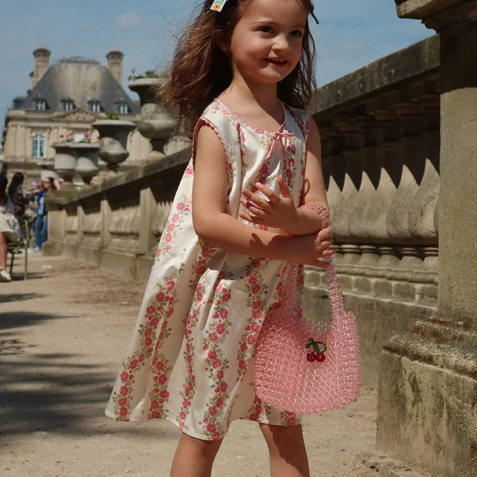 Conjunto de verano para niña, juntando flores a rayas, short para niñas, hermoso vestido casual para niña, conjunto de bombacho de algodón para bebés