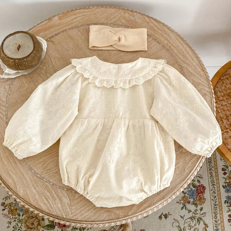 Outfit para hermanas, Bombacho de otoño para bebé con cuello de broderie, Bombacho y vestido de bautizo para bebé niña, vestido para niña