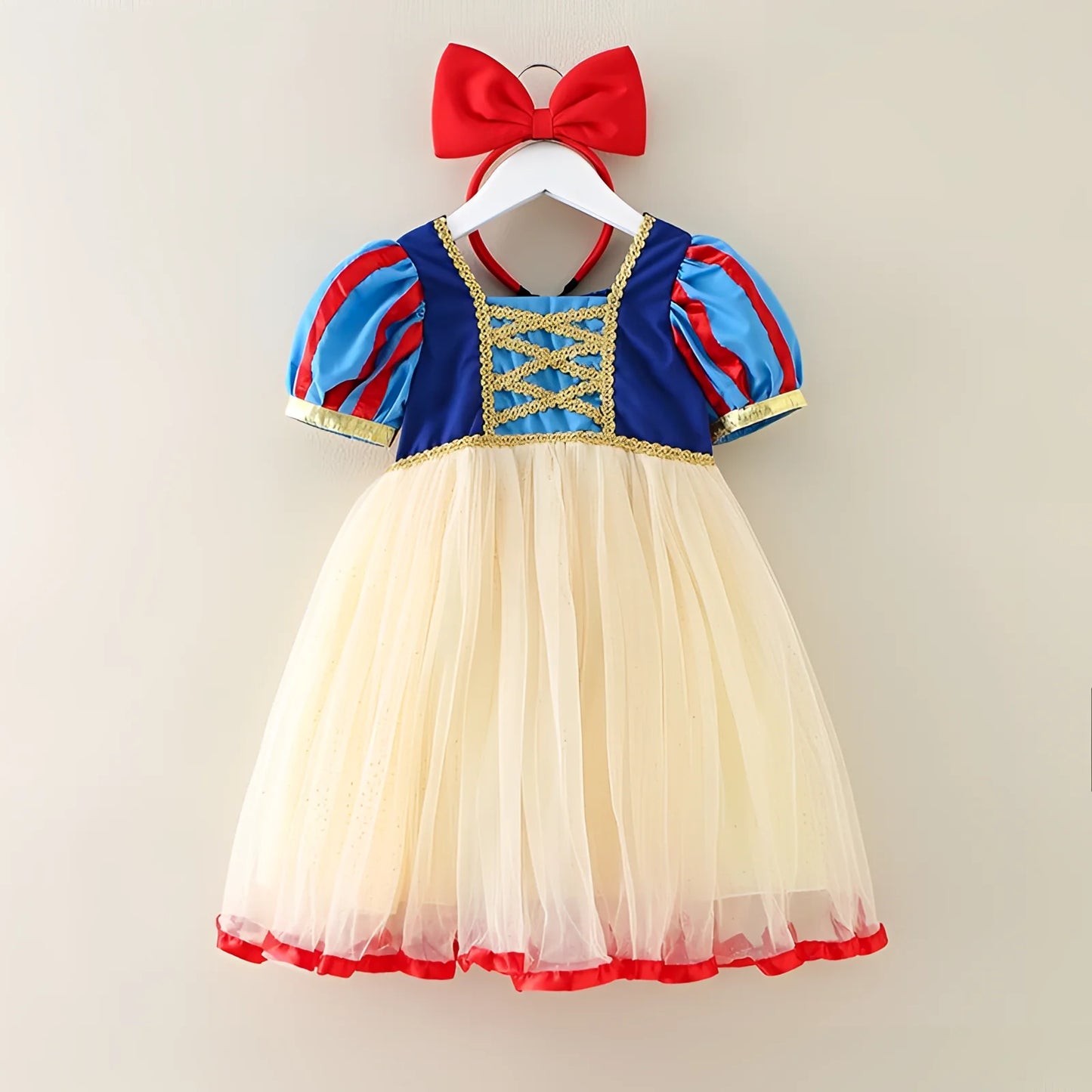 Vestido de Blancanieves para niña, de verano, manga corta, disfraz de Halloween para niñas de 2 a 8 años.
