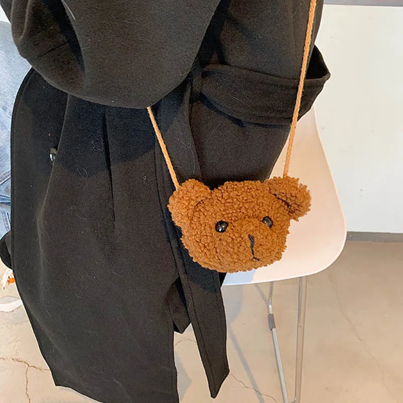 Suave y amoroso bolso de oso de peluche para niños y adolescentes, monederos de peluche kawaii