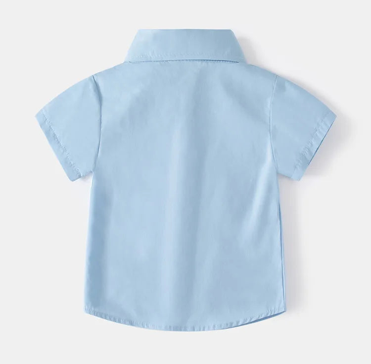 Camisa de manga corta de color sólido para niños, informal de algodón para niños de 3 a 8 años