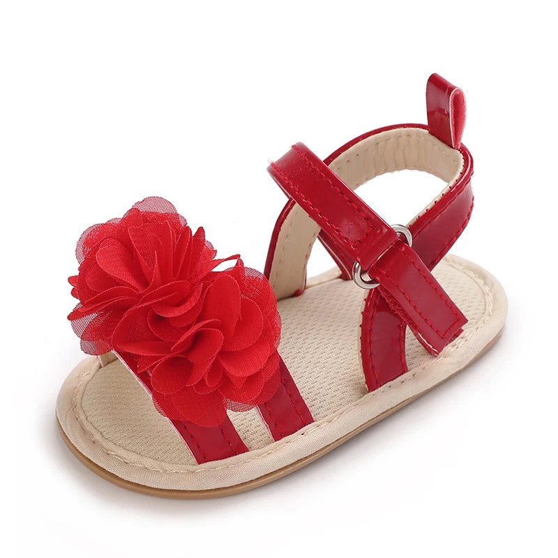 ROJOS!!!! Sandalias de verano para bebé niña, zapatos de bebé de rojo para fiestas, suelas de goma suave, zapatos cómodos e informales de los Primeros pasos para bebé