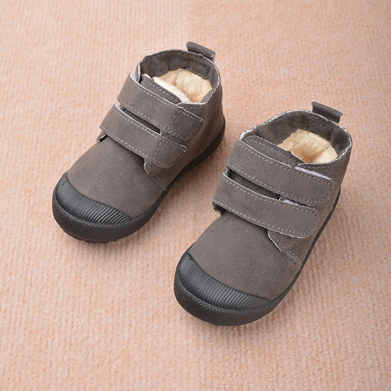 Zapatos para niños para exteriores, cálidos, cortos, botines de gamuza afelpada para invierno