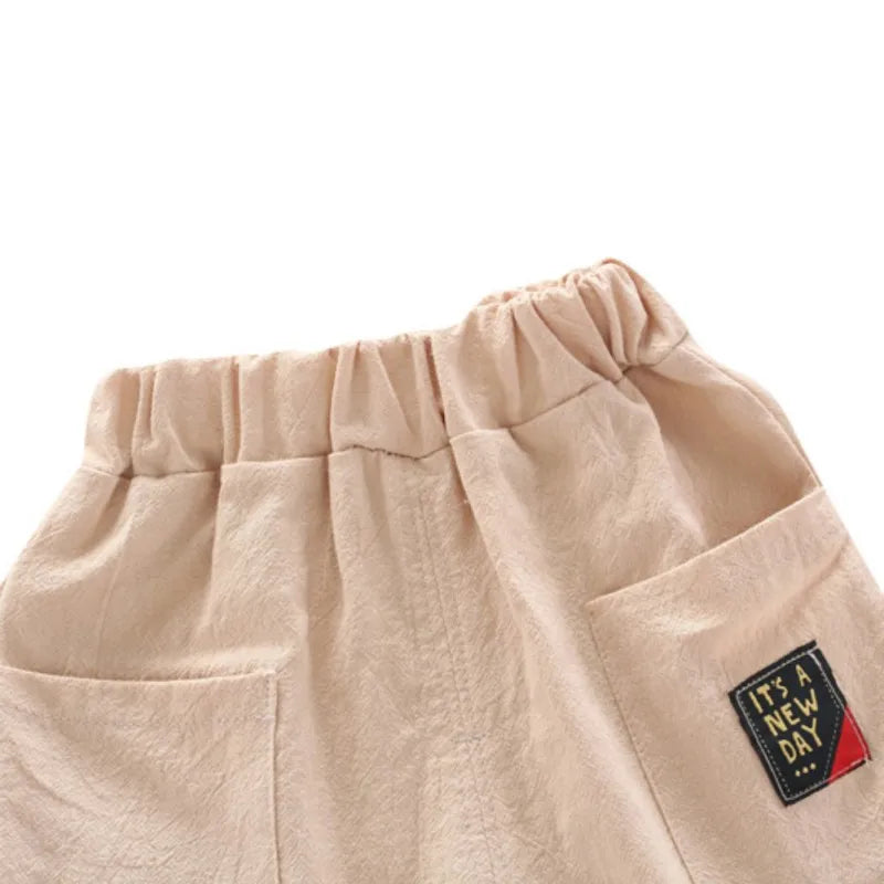 Conjunto de pantalones cortos para niño y camita con estampado de hojas, de manga corta, de verano para bebé