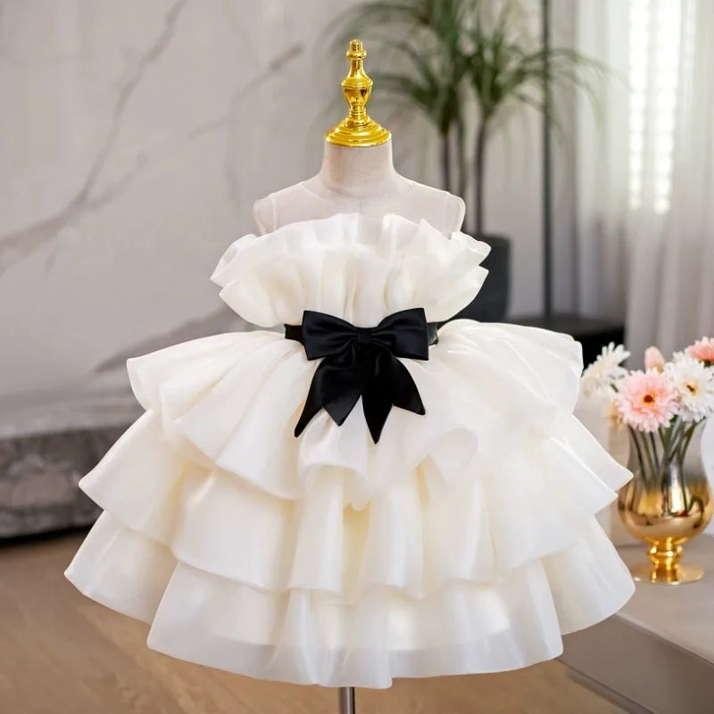 Vestido tutú sin mangas de princesa para niña, Vestido con volantes para niño pequeño, Vestido para fiesta de boda, desfile, ropa de bebé de cumpleaños de 1 a 12 años