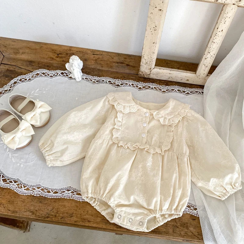 Outfit para hermanas, Bombacho de otoño para bebé con cuello de broderie, Bombacho y vestido de bautizo para bebé niña, vestido para niña