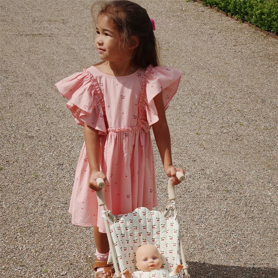 Hermosos vestidos y conjuntos estido Pastoral para niñas, Vestidos con lazo de verano para niñas