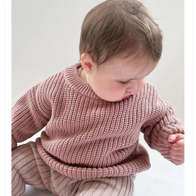 Baby trøjer efterår vinter drenge langærmet piger suéter af ren farve baby drenge drenge sweater trøjer tøj