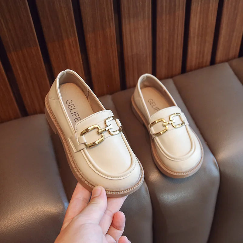 Children Girls Leather Shoes New Spring and Autumn Simple Slip-on Round-toe School Shoes Loafers Flats Moccasins Classic Formal