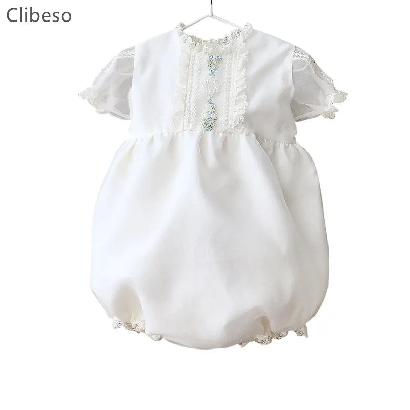 Delicado mameluco o pelele  y conjunto para bebés recién nacidos, moda de Boutique, Traje de encaje para bautizo, cumpleaños de niña