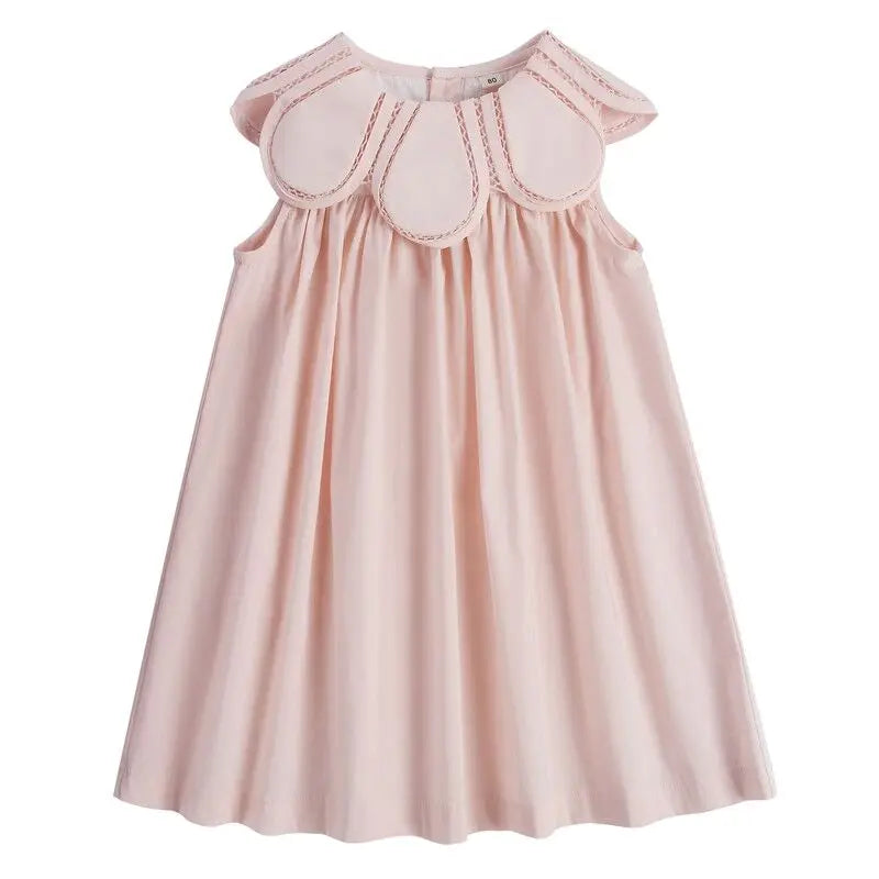 Vestido fruncido estilo real para niñas, bonito vestido con cuello de muñeca, Bombacho para bebé niña, cuello bordado, ropa para hermanas