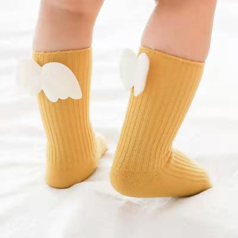 Calcetines para niñas y niños 100% algodón, con alas de ángel para completar outfit o fotografía