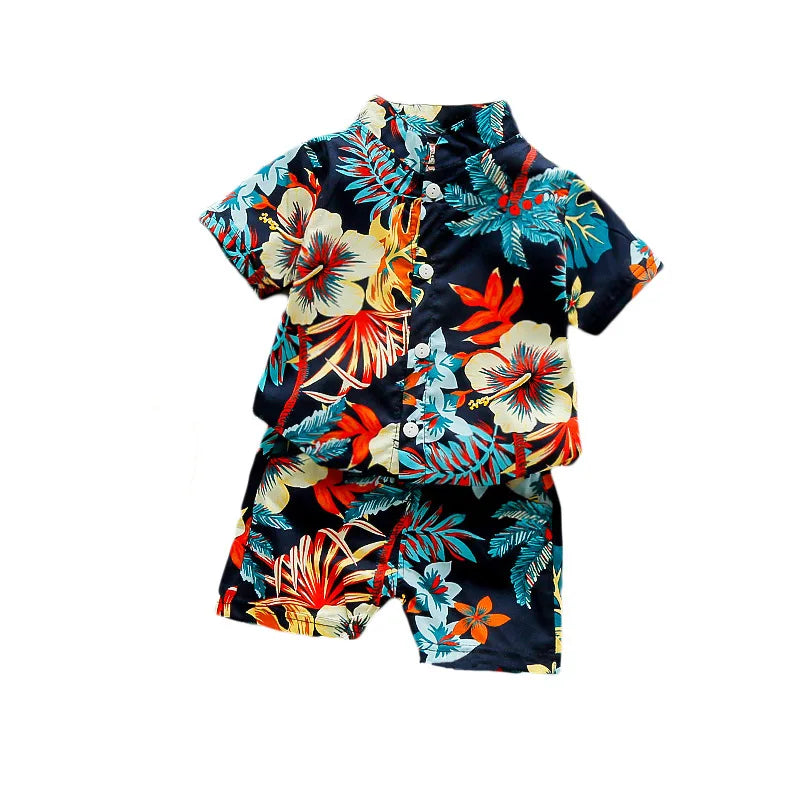 Camisa y short con estampado floral para niños de 1 a 6 años, especiales para vacaciones y playa. Recomendamos sean usados por separado