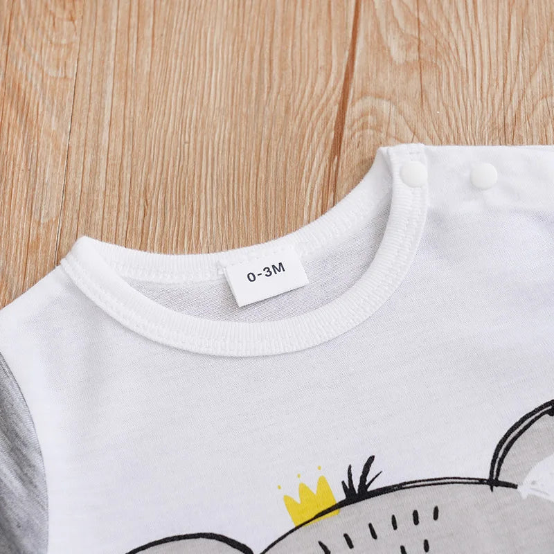 Body de bebé de manga corta cómodo e informal con estampado de koala de dibujos animados para niños y niñas de verano