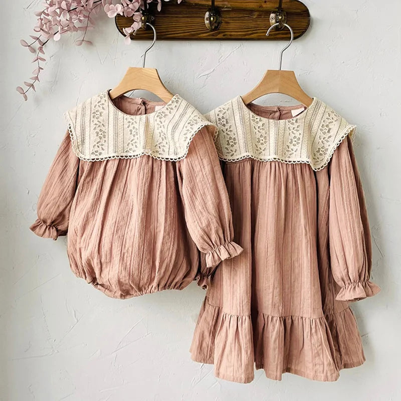 Vestido y bombacho para bebé y niña, vestido y bombacho de primavera para hermanas de 0 a 3 años, vestidos de princesa de manga larga para bebé y niña