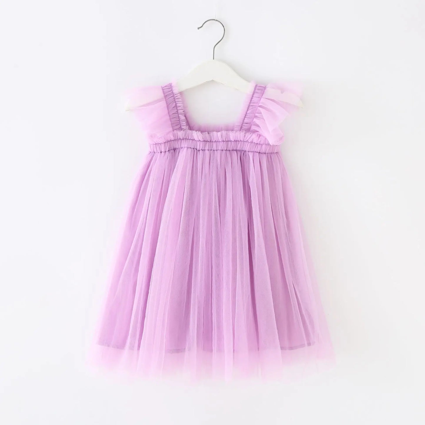 Summer New Baby Girl Clothes Solid Color High Quality Flying Sleeves Mesh Slings Baby Dresses Cute Princess Ball Gown Skirt