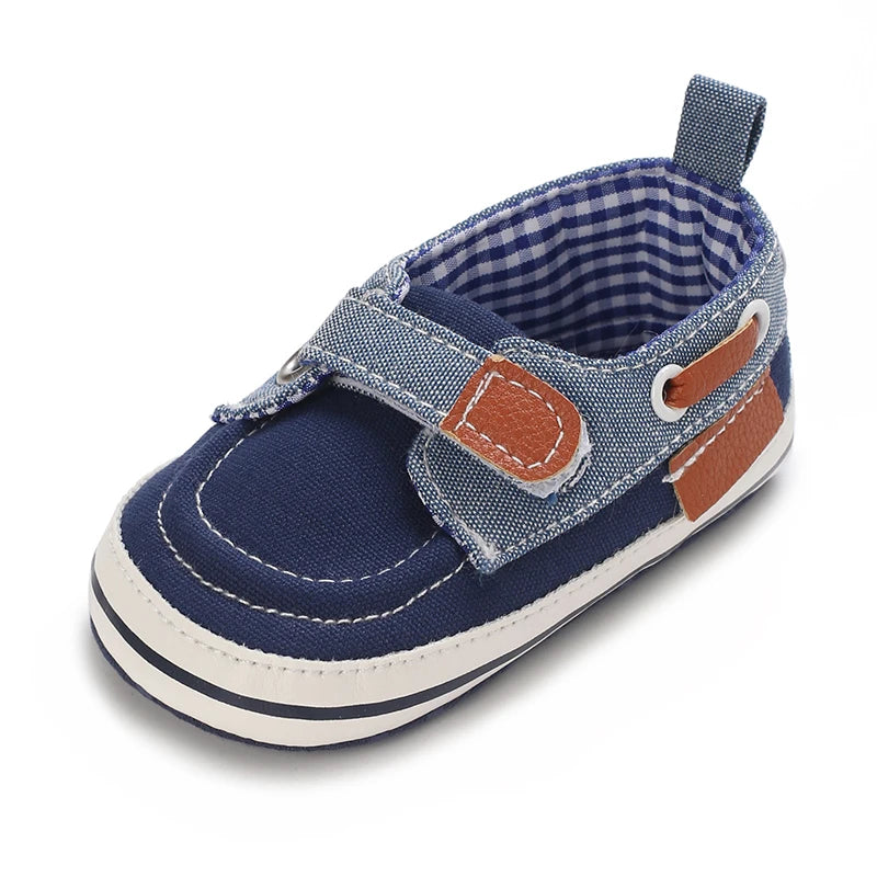 Zapatos tipo mocasines casuales Cuero y algodón antideslizante Suela suave Bebé Niño pequeño Primeros pasos