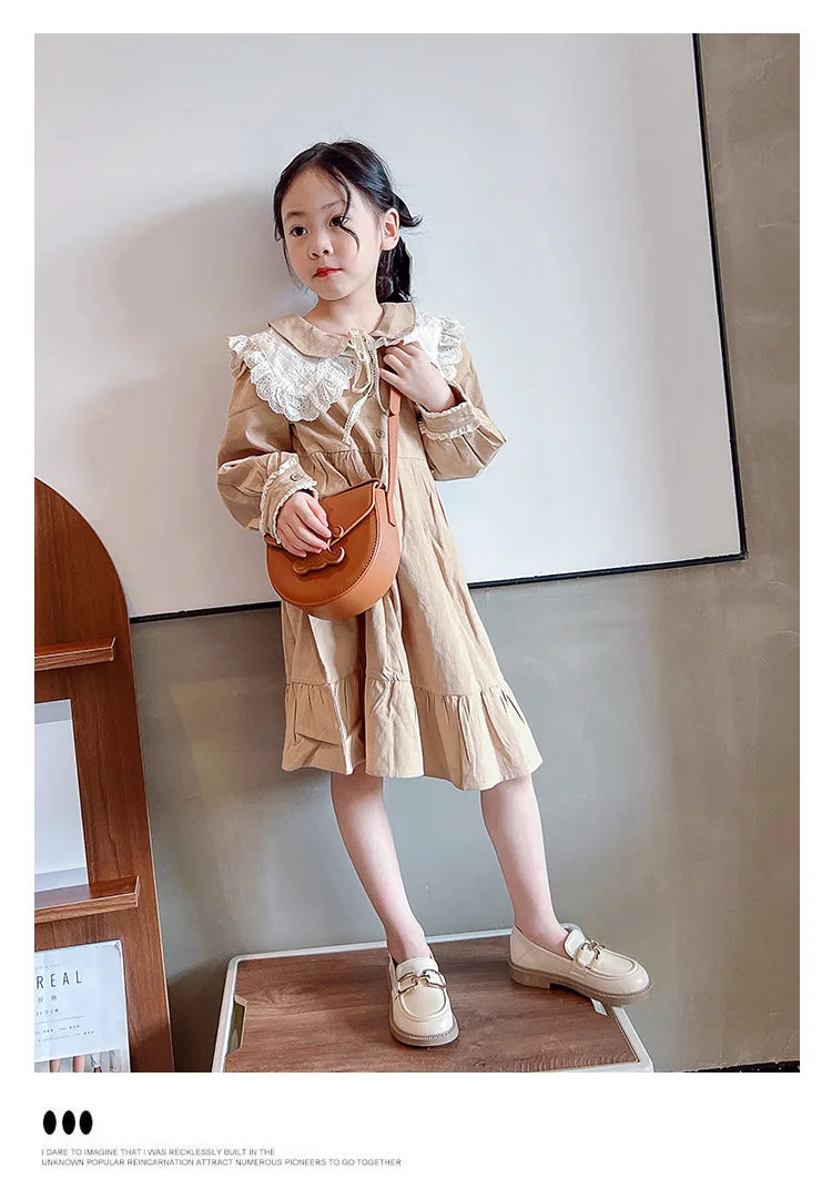 Children Girls Leather Shoes New Spring and Autumn Simple Slip-on Round-toe School Shoes Loafers Flats Moccasins Classic Formal