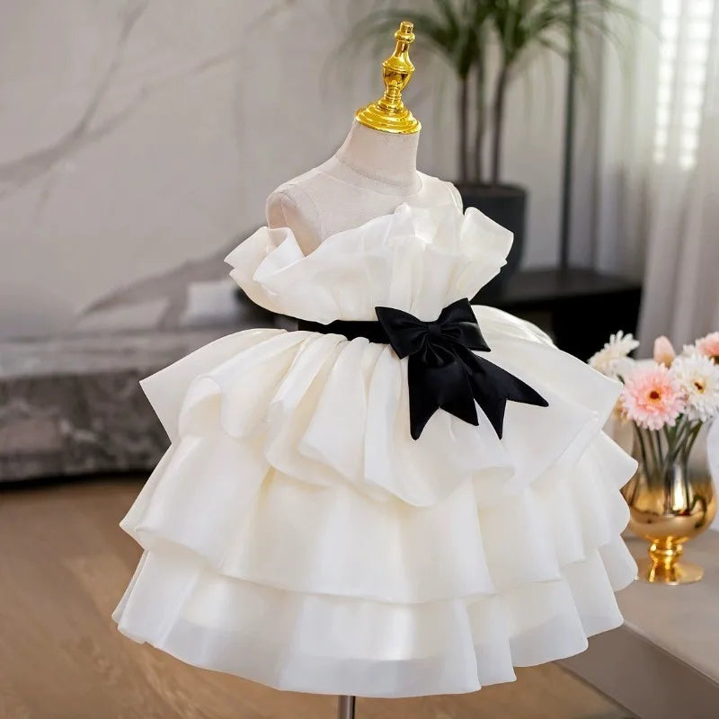 Vestido tutú sin mangas de princesa para niña, Vestido con volantes para niño pequeño, Vestido para fiesta de boda, desfile, ropa de bebé de cumpleaños de 1 a 12 años