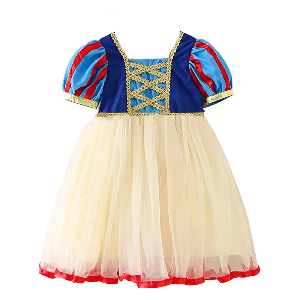 Hermoso vestido de Blancanieves, de manga larga hecho de terciopelo, tul y lentejuelas, disfraz de Disney para niñas, para fiesta de cumpleaños y Halloween para niña
