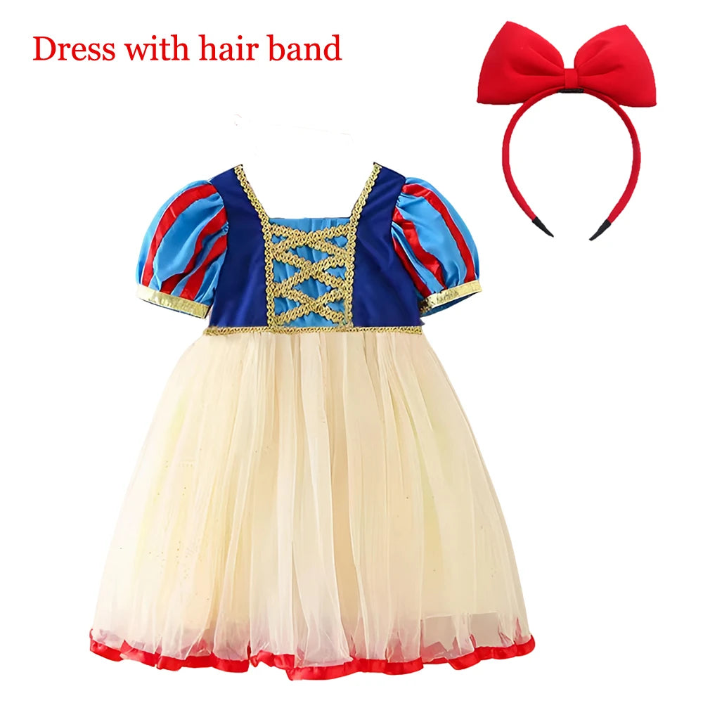 Hermoso vestido de Blancanieves, de manga larga hecho de terciopelo, tul y lentejuelas, disfraz de Disney para niñas, para fiesta de cumpleaños y Halloween para niña