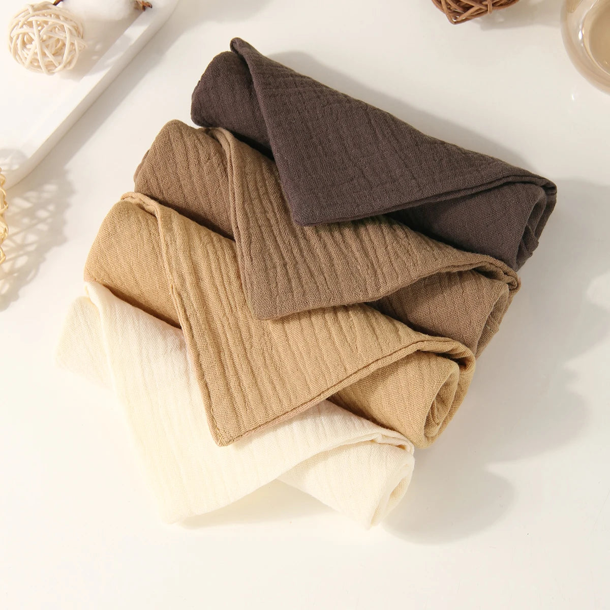 Toallas cuadradas de algodón de gasa absorbente suave para bebé, toallitas de muselina crepé para saliva