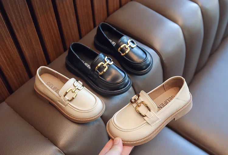 Children Girls Leather Shoes New Spring and Autumn Simple Slip-on Round-toe School Shoes Loafers Flats Moccasins Classic Formal