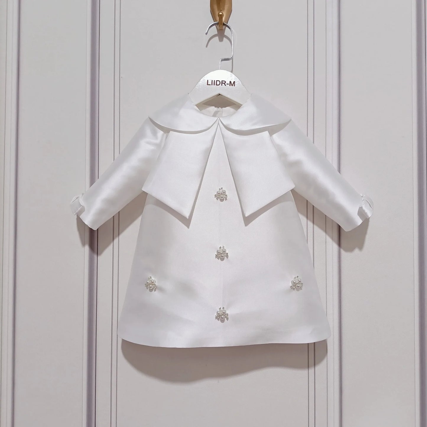 Vestido de fiesta para niña, con lazo y perlas, vestido de boda y bautizo para bebé niña y adolescente