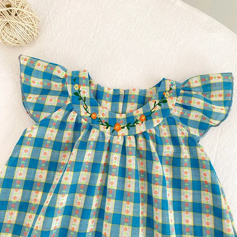 Vestido de estilo coreano para niña, bombacho a cuadros de verano para niña, Ideal para hermanas