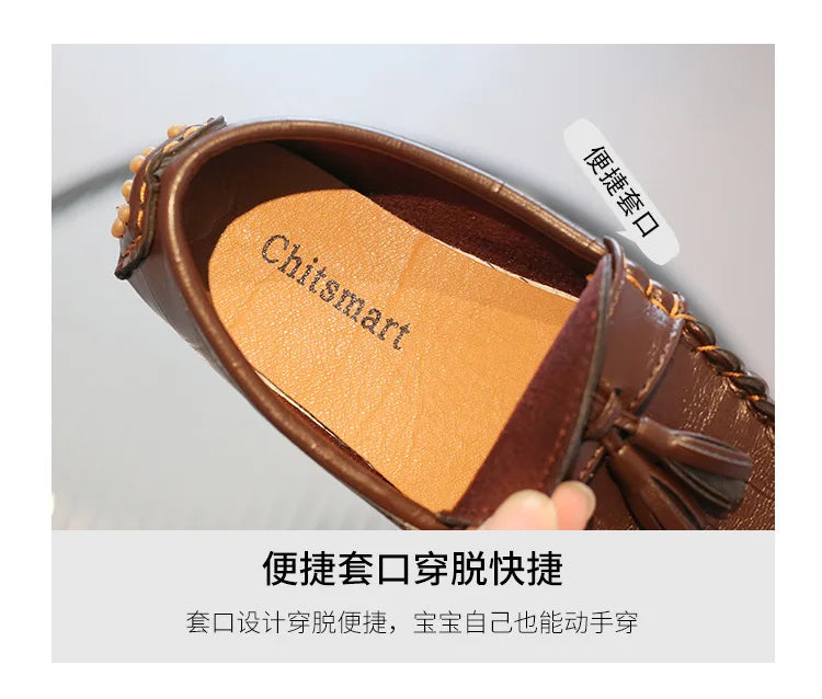 Kids Shoes Boys Girls Slip on Casual Shoes Children Shallow Soft Sole Leather Shoe Toddler Light Flat Loafers Zapatos Niño 여아구두