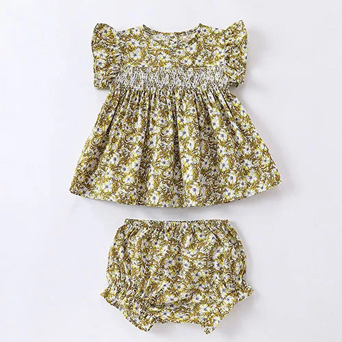 Hermosos y delicados, conjunto y enterito pastorales de verano para bebé, blusa y short estampados de algodón para bebé niña, bombacho para bebés