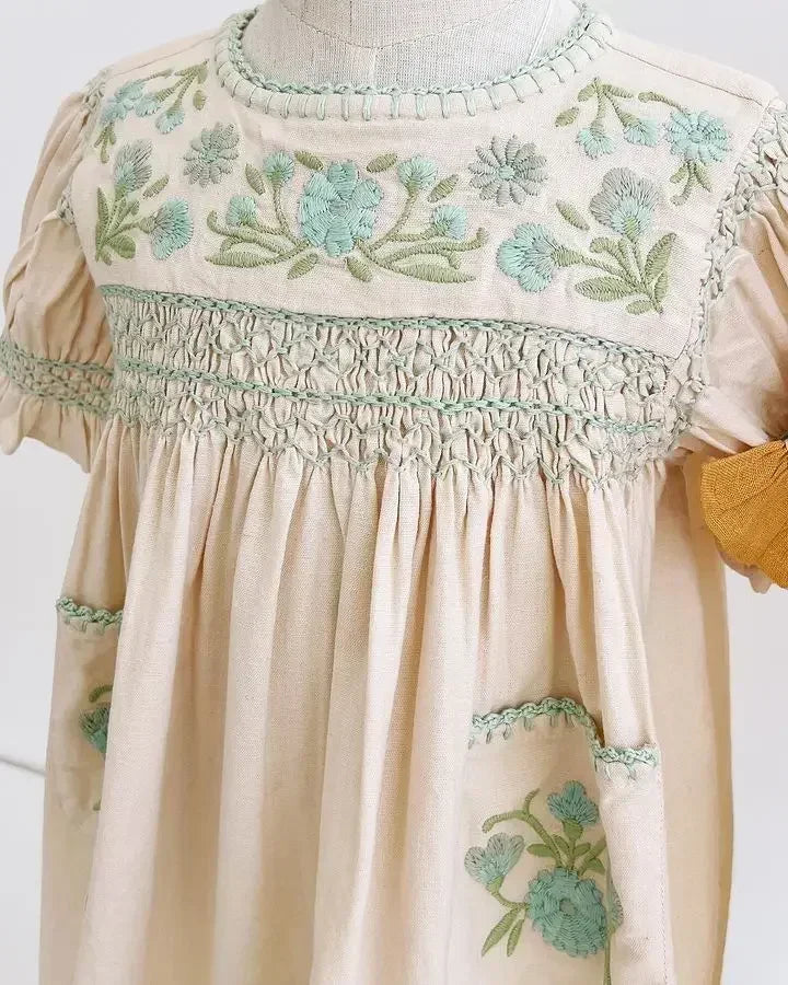 Vestidos de verano bordados, estilo retro, para niñas femeninas y que quieren verse especiales