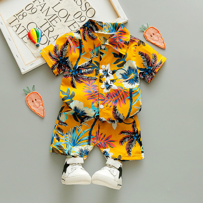 Camisa y short con estampado floral para niños de 1 a 6 años, especiales para vacaciones y playa. Recomendamos sean usados por separado