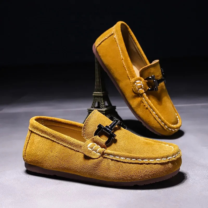 Zapatos casuales de otoño e invierno para niños, mocasines sin cordones para adolescentes