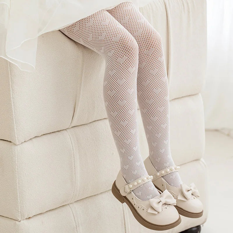 Medias finas de malla transpirables para niña, panties blancas y negras de princesa