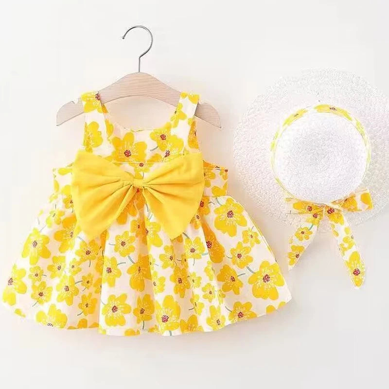 Vestido de flores para niña, dulce vestido de verano con lazo, para la playa