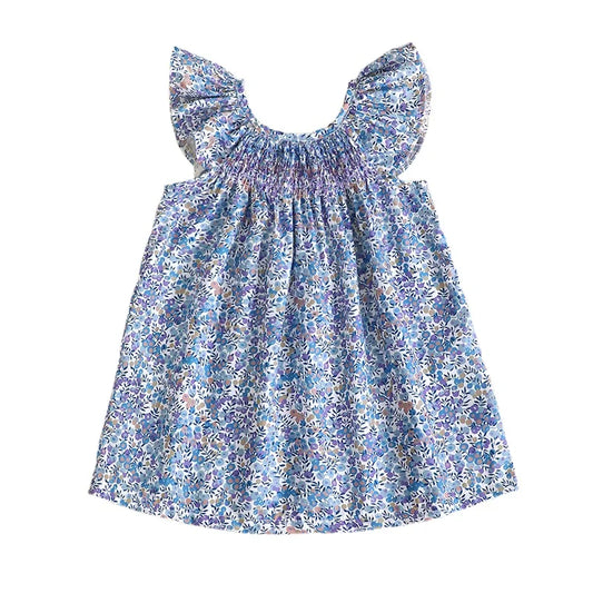 Traje de verano para niña pequeña, vestido Floral con volantes, vestidos sin mangas, vestido tipo túnica, vestido veraniego para niña, vestido informal
