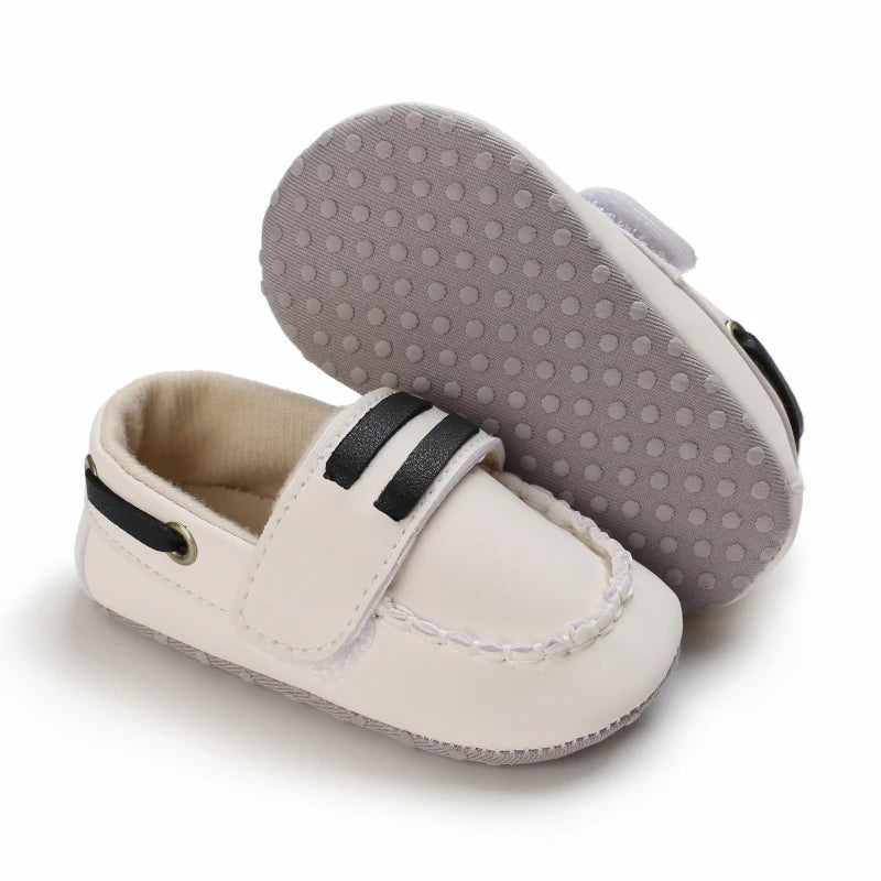 Zapatos tipo mocasines casuales Cuero y algodón antideslizante Suela suave Bebé Niño pequeño Primeros pasos