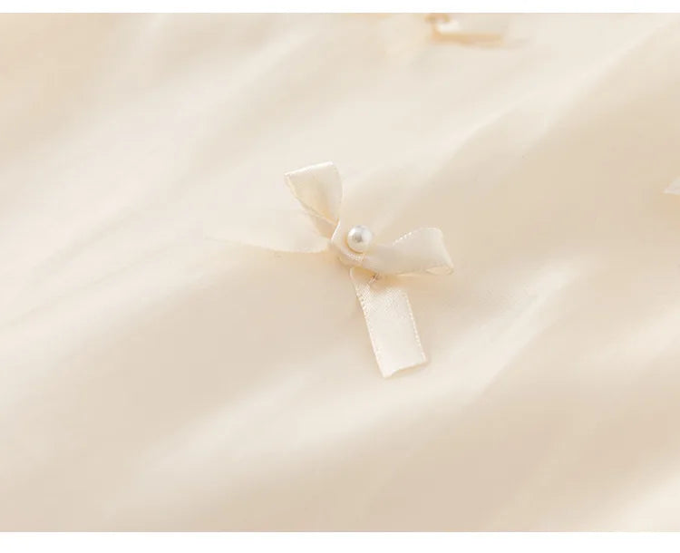 Vestidos de primavera y otoño para niñas de 1 a 10 años, con perlas y lazo, vestido de manga larga de princesa para niña, ropa estilo coreano para niñas pequeñas, vestido de Bautizo para bebé niña