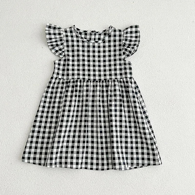 Vestido de verano para niñas de 2 a 6 años, con cuello de encaje, de princesa, de algodón