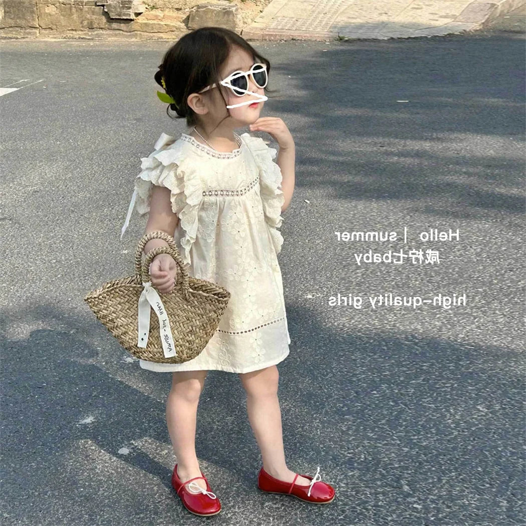 Elegante vestido de encaje de princesa para niñas, vestido de verano de algodón transpirable para niñaºs, vestido informal estilo bohemio para niñas pequeñas, disfraces para niños de 1 a 7 años