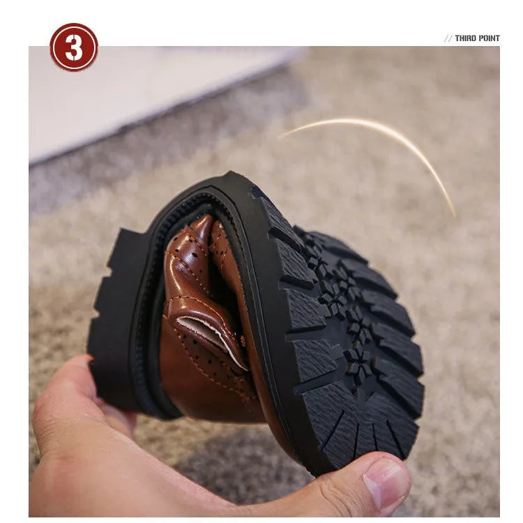 Boys Formal Shoes Girls Leather Shoes Black for School Party Wedding Lace-up Kids Oxfords Classic Fashion Soft 26-36 Breathable