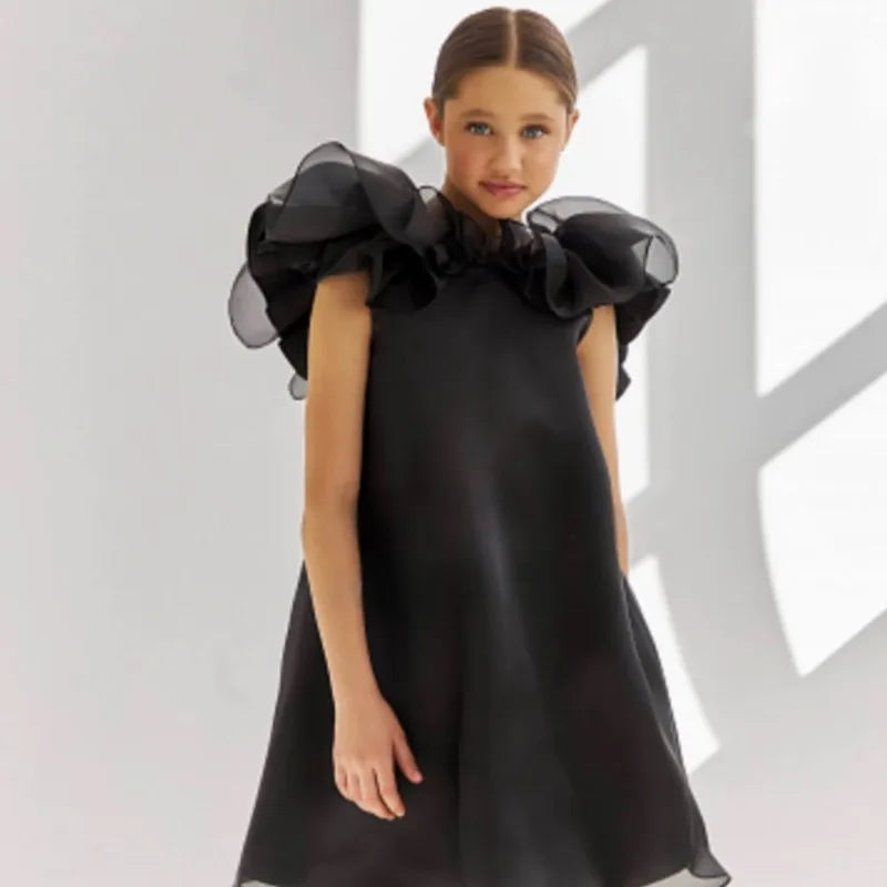 Vestido de princesa con hermosos volantes para niña, Vestido liso de tul para bebé niña y chica adolescente, ropa para fiesta de cumpleaños y boda de 1 a 12 años