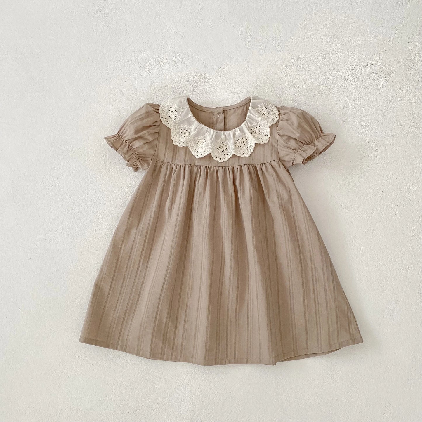 Vestido de verano para niñas de 2 a 6 años, con cuello de encaje, de princesa, de algodón